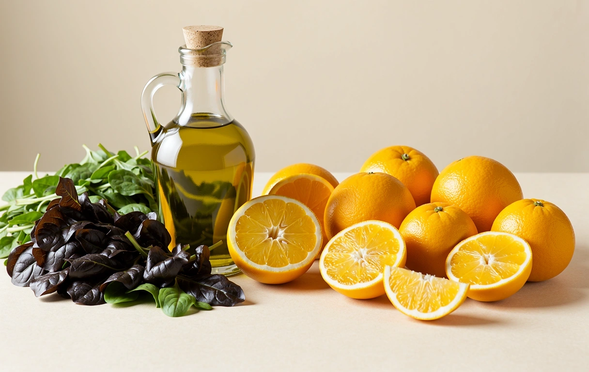 Frische gesunde Zutaten für eine ausgewogene Ernährung